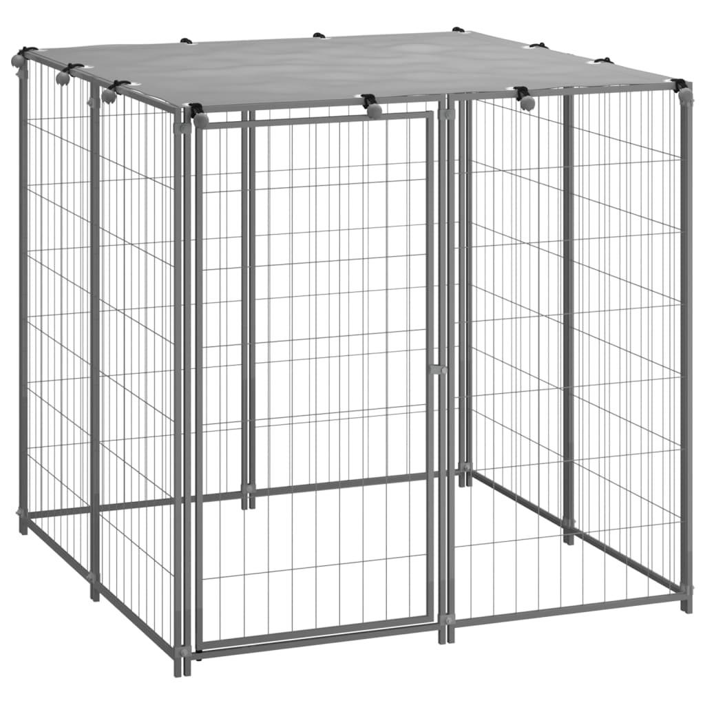 Trendyproduct.co.uk Dog Kennel Steel vidaXL Animals & Pet Supplies Animals & Pet Supplies > Pet Supplies > Dog Supplies > Dog Kennels & Runs Black Dog Kennels & Runs Dog Supplies parcel Pet Supplies vidaXL