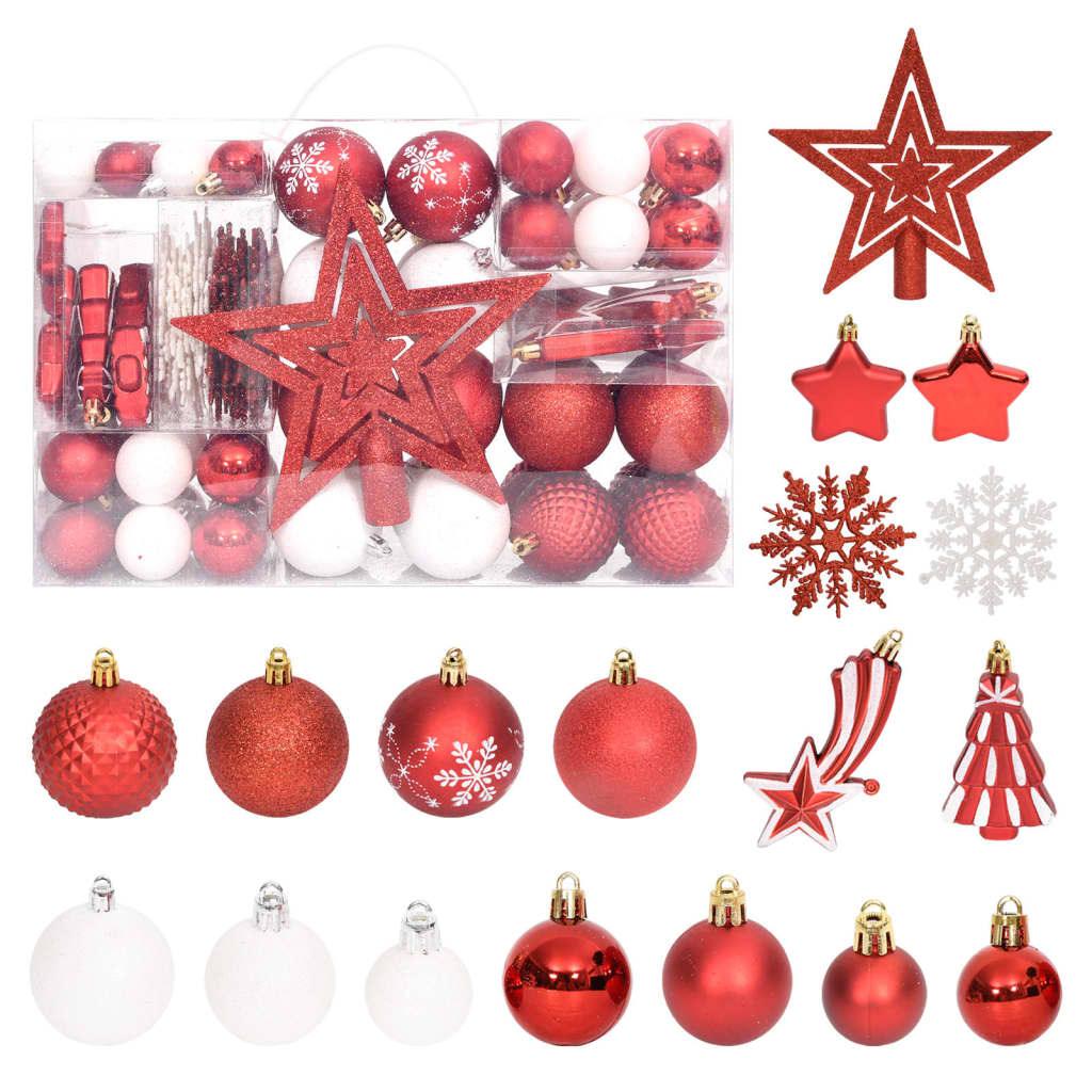 108 Piece Christmas Bauble Set White And