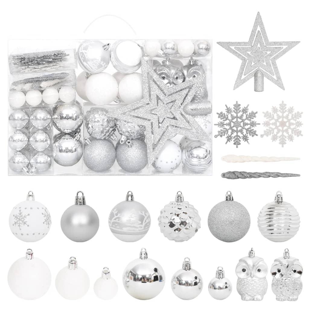 108 Piece Christmas Bauble Set White And