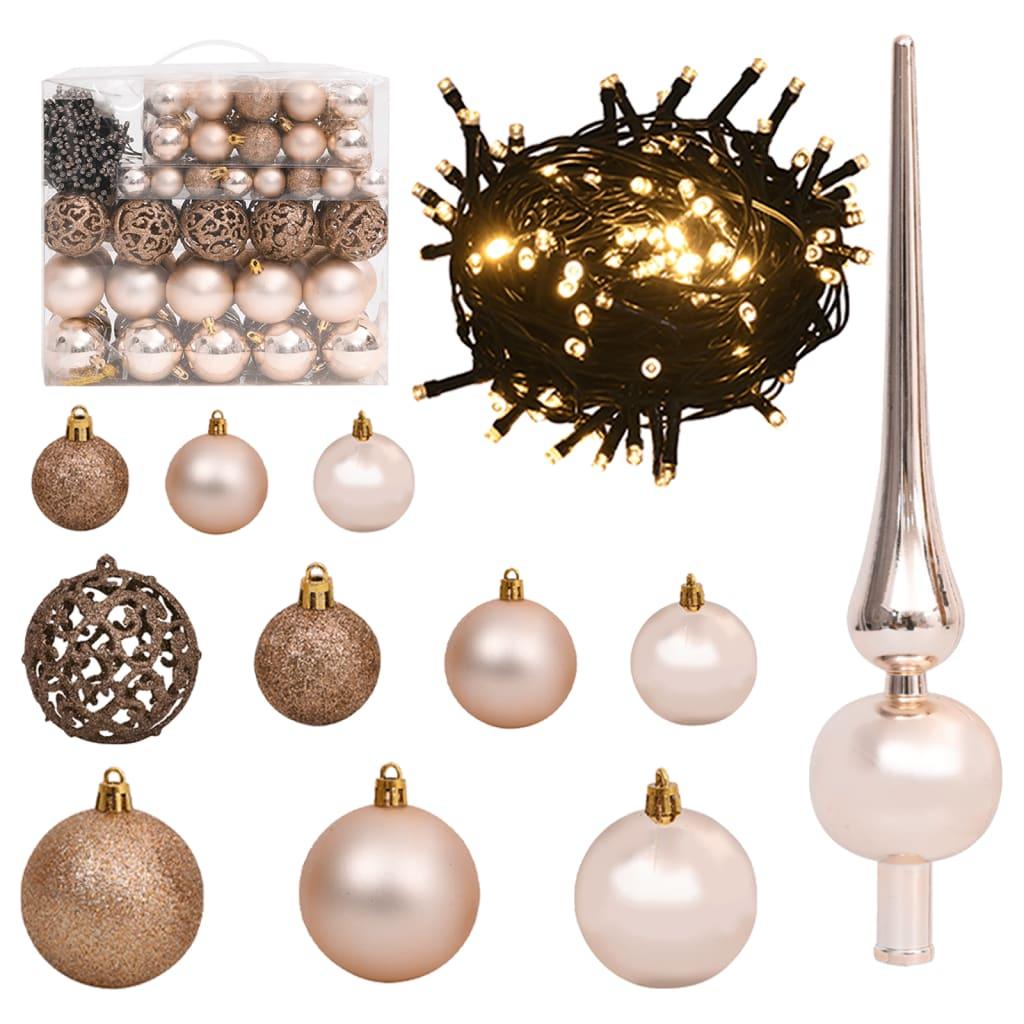 61 Piece Christmas Ball Set With Peak And 150 Leds White&Gey