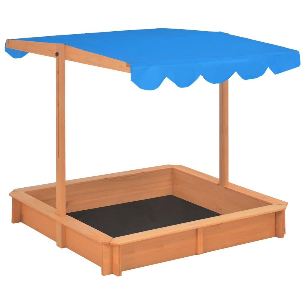 Sandbox With Adjustable Roof Firwood 115X115X115 Cm