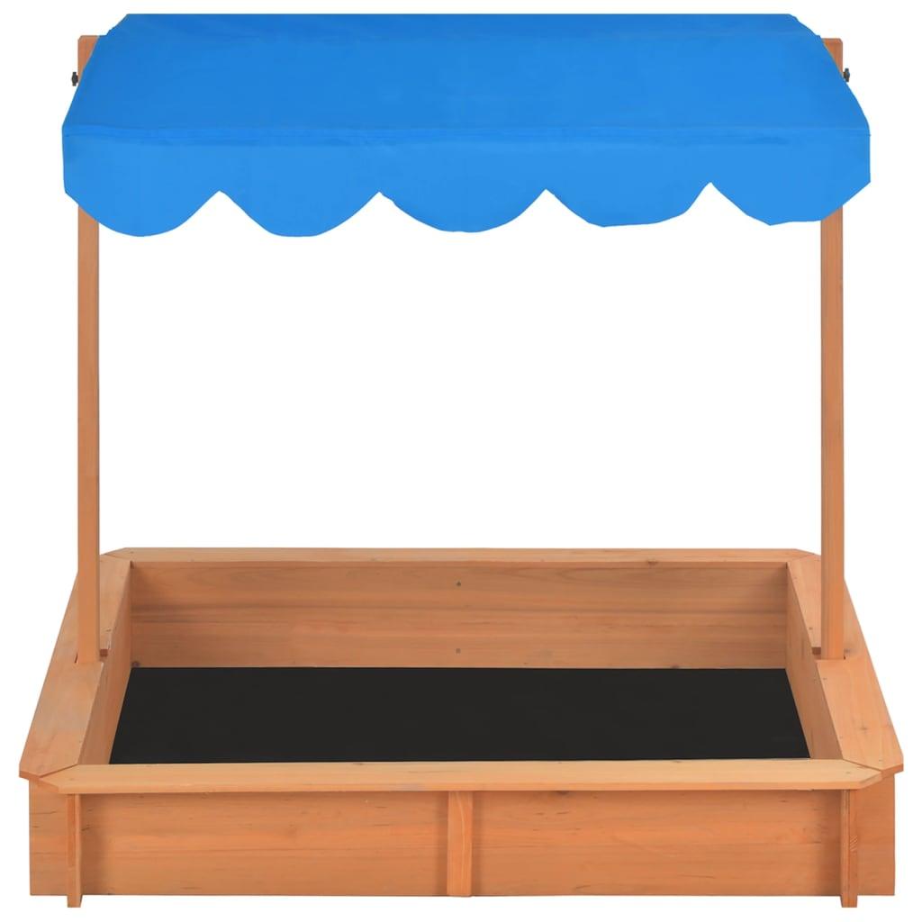 Sandbox With Adjustable Roof Firwood 115X115X115 Cm