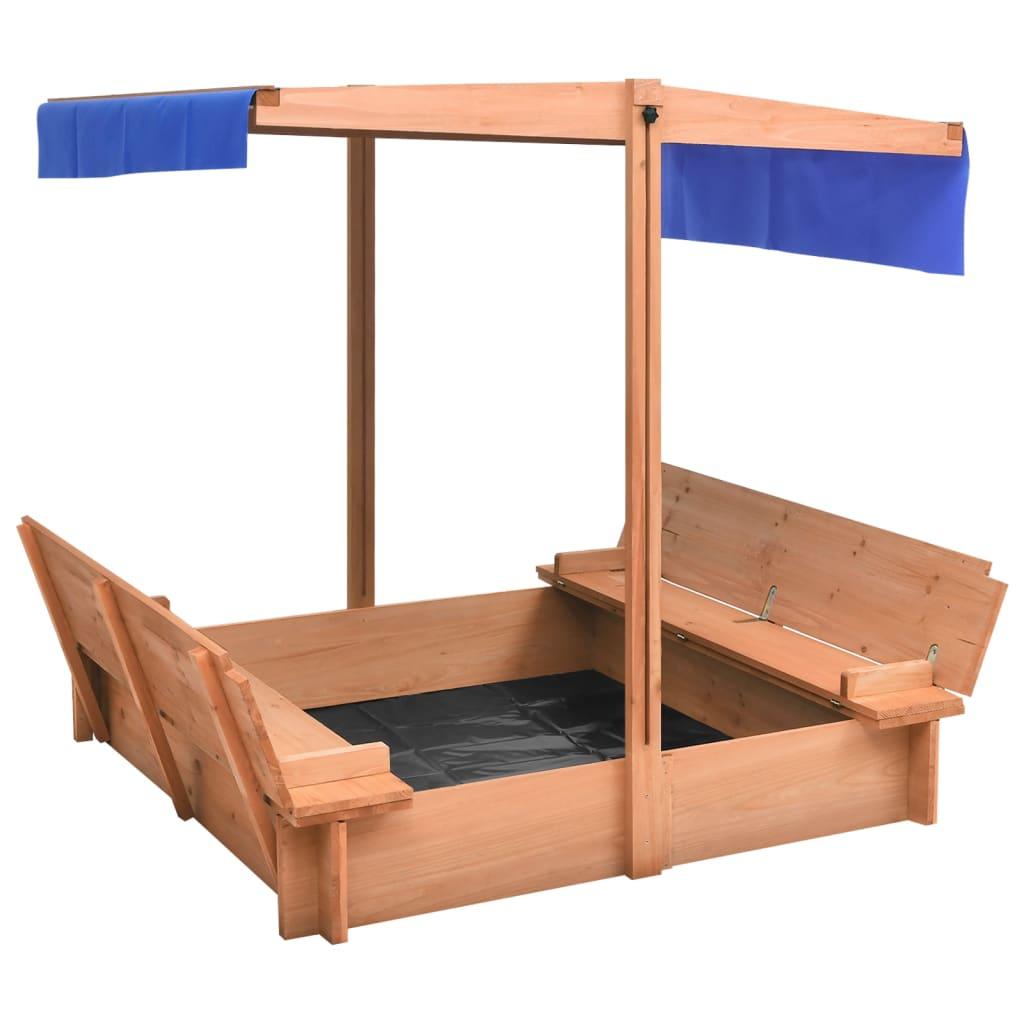 Sandbox With Roof Firwood 112X112X112 Cm