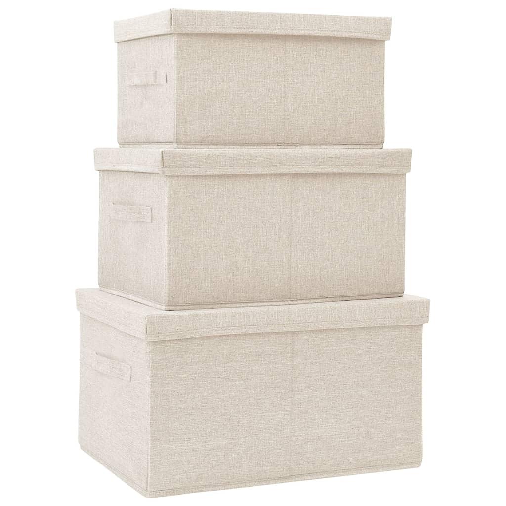 Stackable Storage Box Set Of 3 Piece Fabric