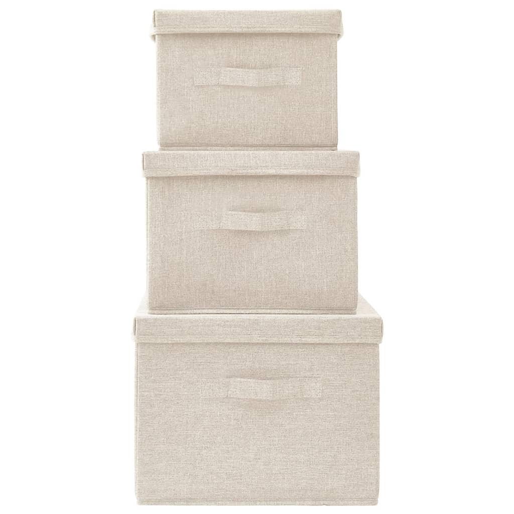 Stackable Storage Box Set Of 3 Piece Fabric