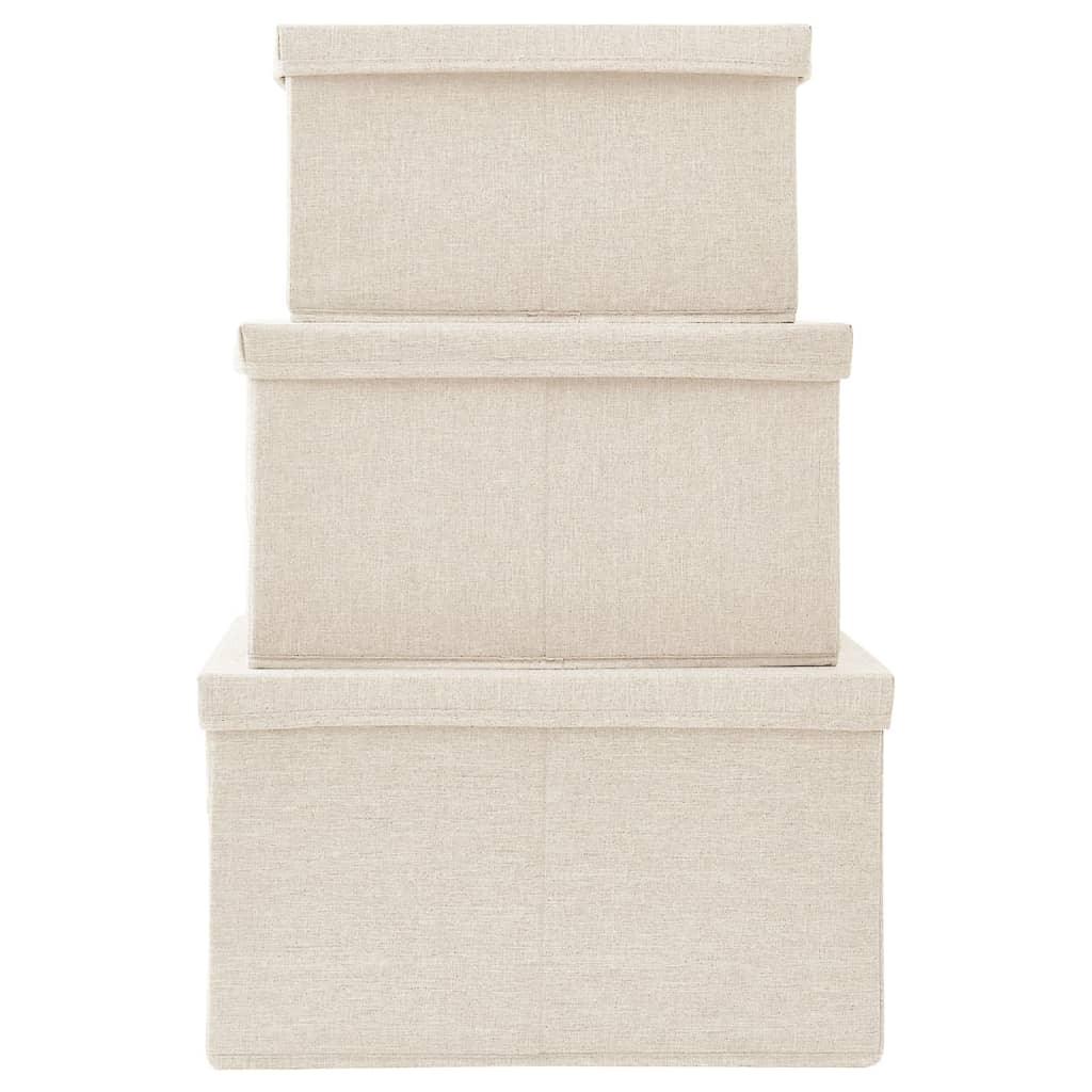 Stackable Storage Box Set Of 3 Piece Fabric