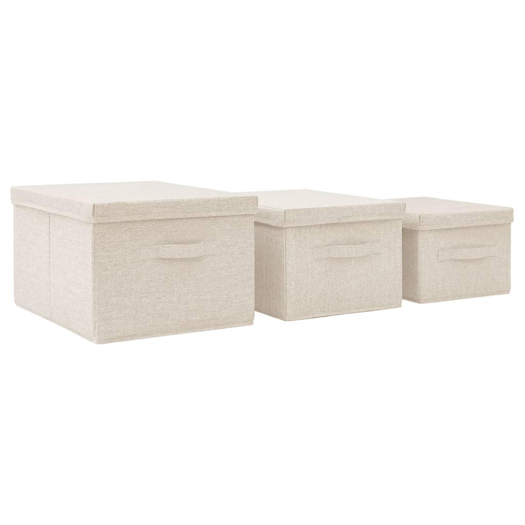 Stackable Storage Box Set Of 3 Piece Fabric