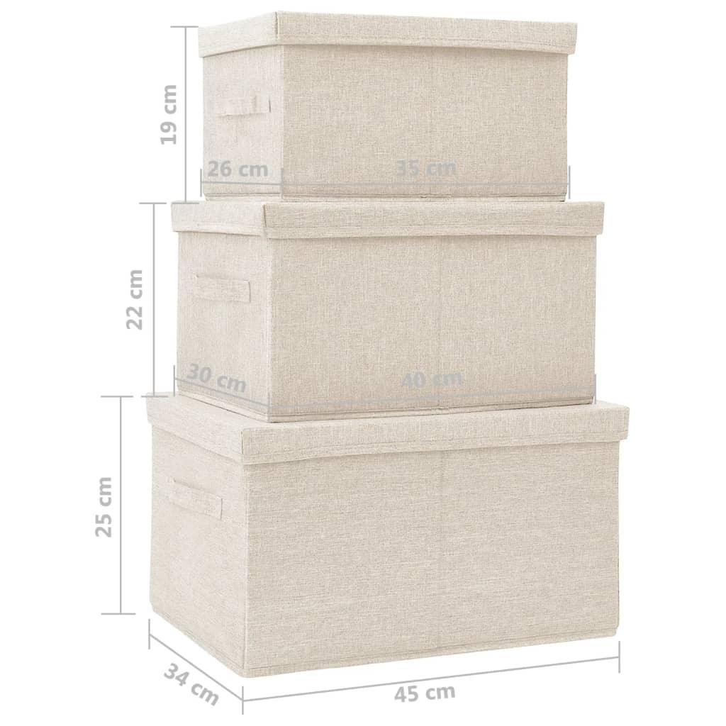 Stackable Storage Box Set Of 3 Piece Fabric