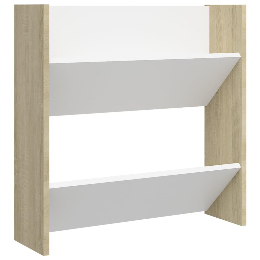 Wall Shoe Cabinets 4 Pcs White&Sonoma Oak Engineered Wood White And Sonoma Oak