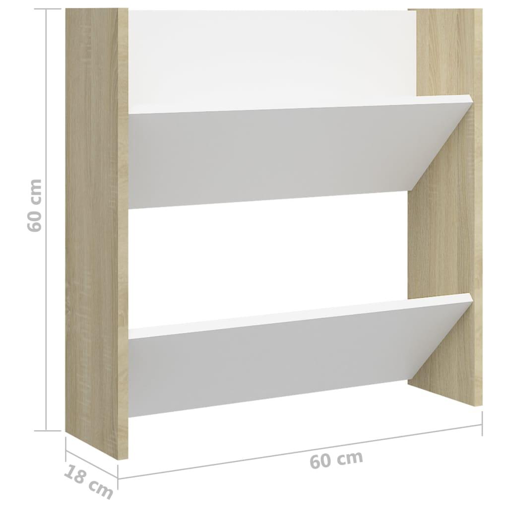 Wall Shoe Cabinets 4 Pcs White&Sonoma Oak Engineered Wood White And Sonoma Oak