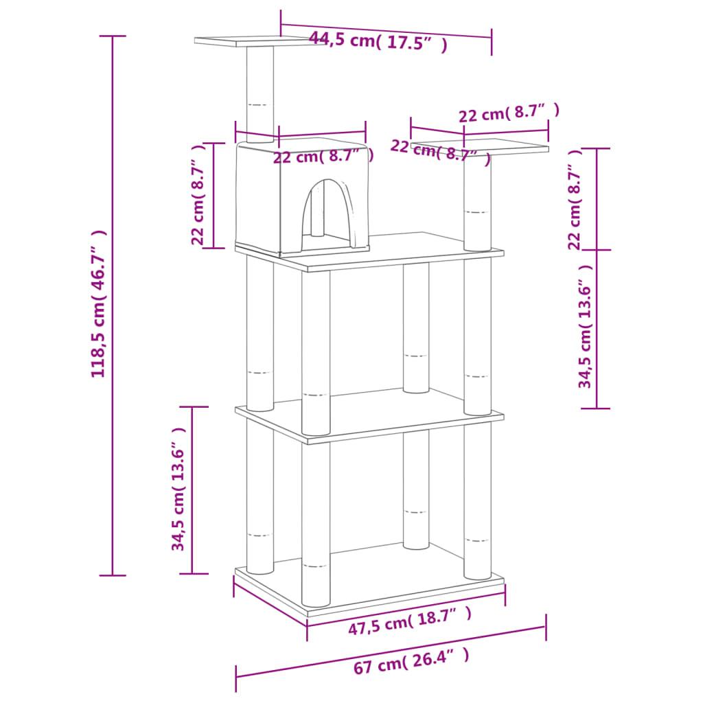 Cat Tree With Sisal Scratching Posts 118.5 Cm