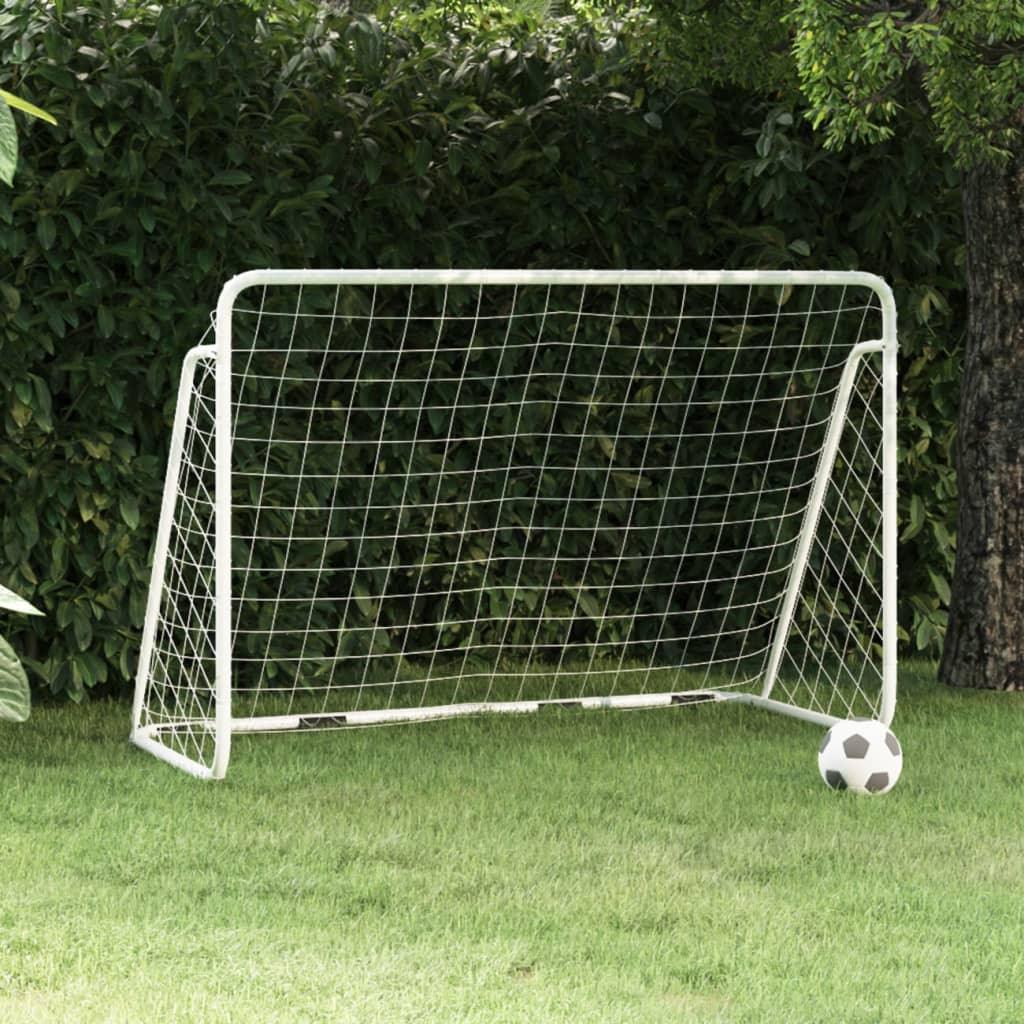 Football Goal With Net White Steel