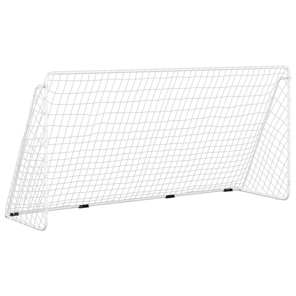 Football Goal With Net White Steel