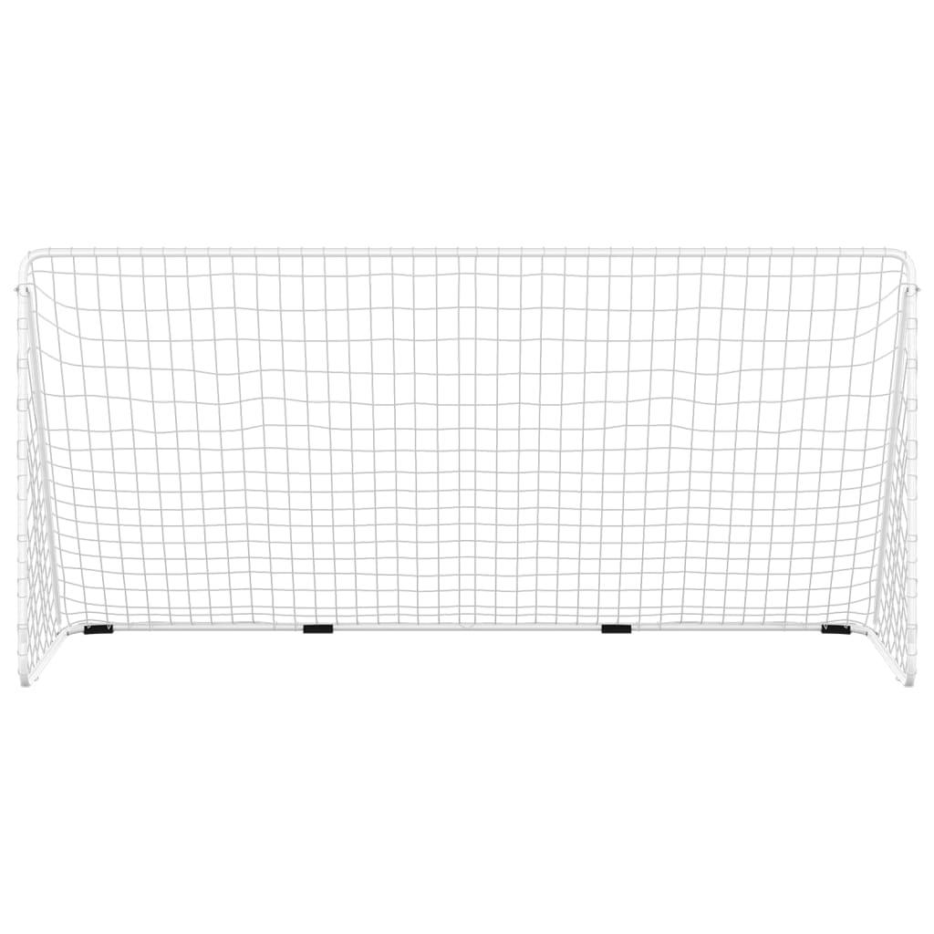 Football Goal With Net White Steel