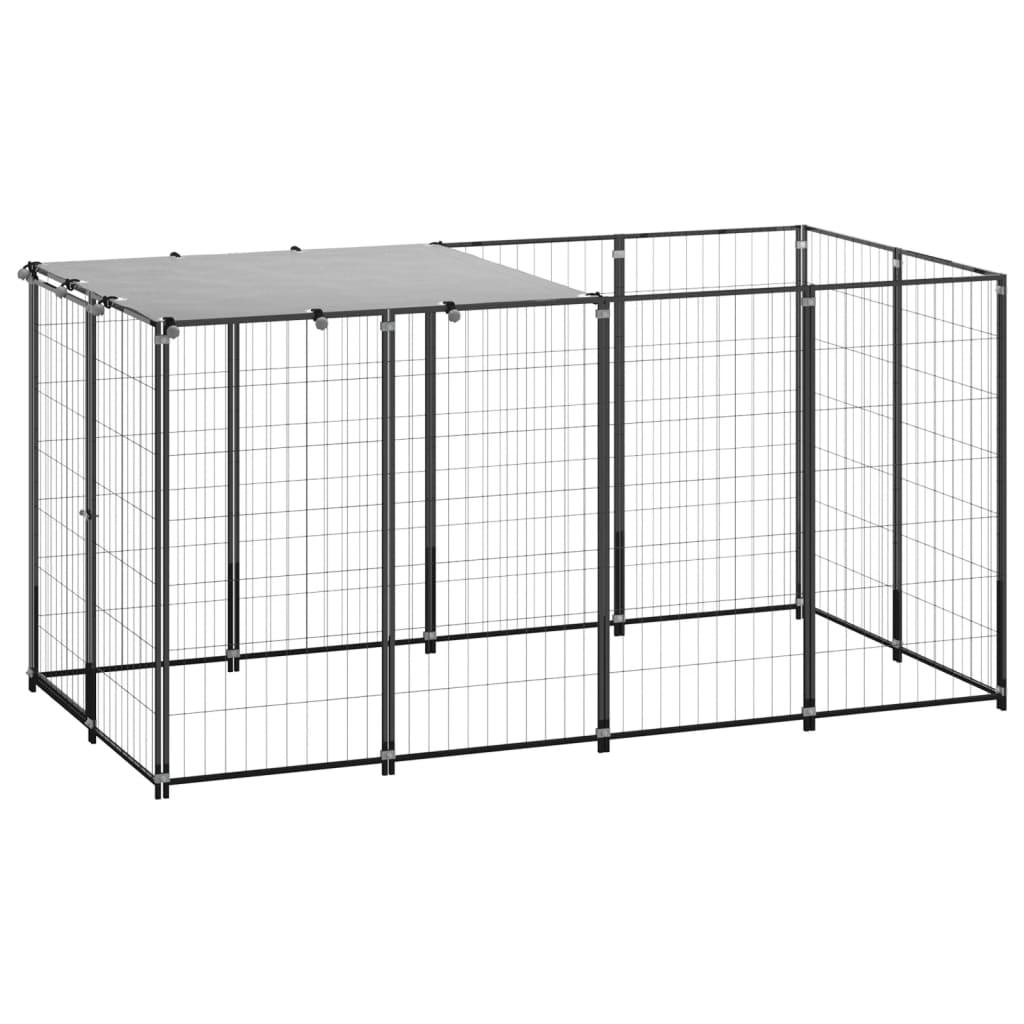 Trendyproduct.co.uk Dog Kennel Steel vidaXL Animals & Pet Supplies Animals & Pet Supplies > Pet Supplies > Dog Supplies > Dog Kennels & Runs Black Dog Kennels & Runs Dog Supplies parcel Pet Supplies vidaXL