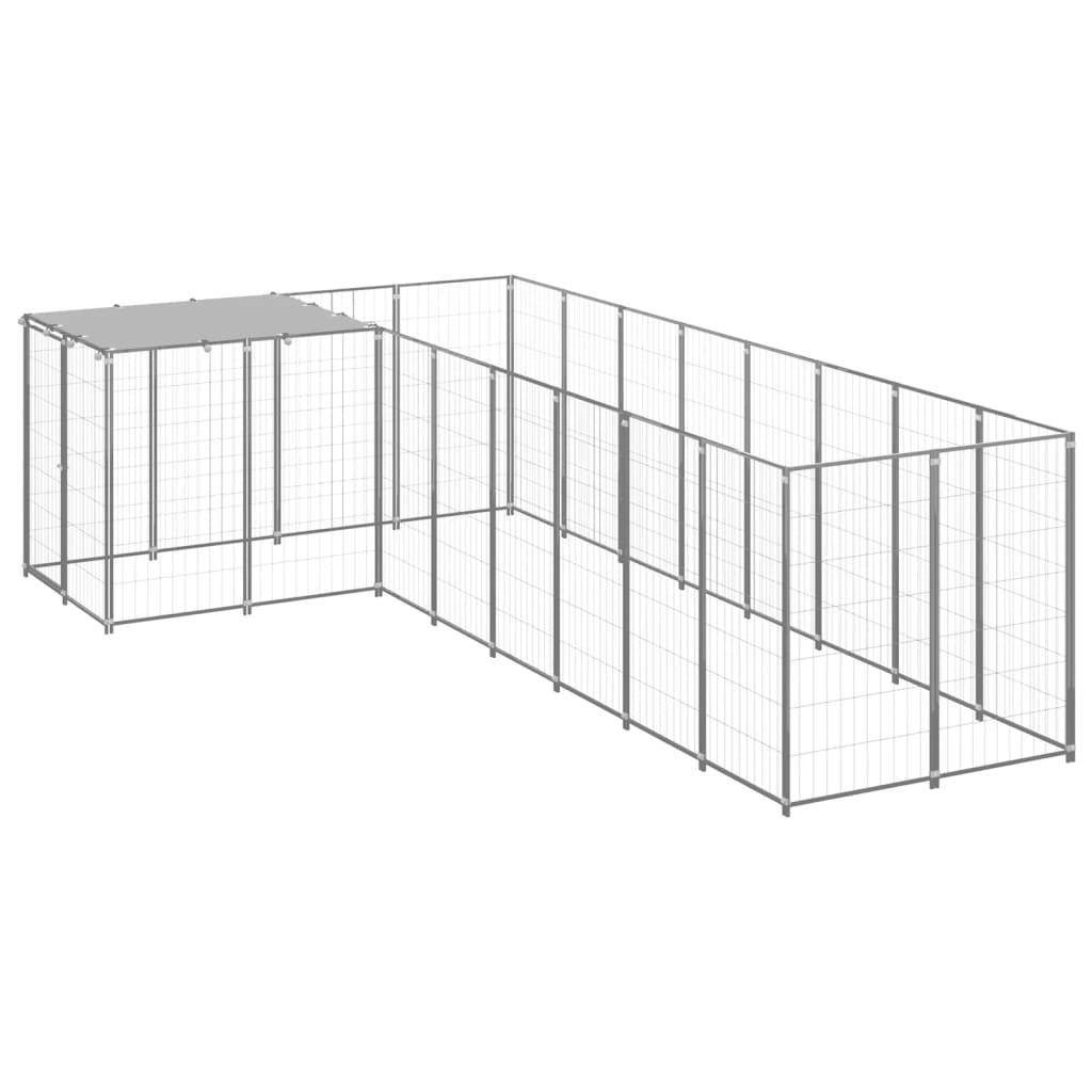 Trendyproduct.co.uk Dog Kennel Steel vidaXL Animals & Pet Supplies Animals & Pet Supplies > Pet Supplies > Dog Supplies > Dog Kennels & Runs Dog Kennels & Runs Dog Supplies parcel Pet Supplies Silver vidaXL