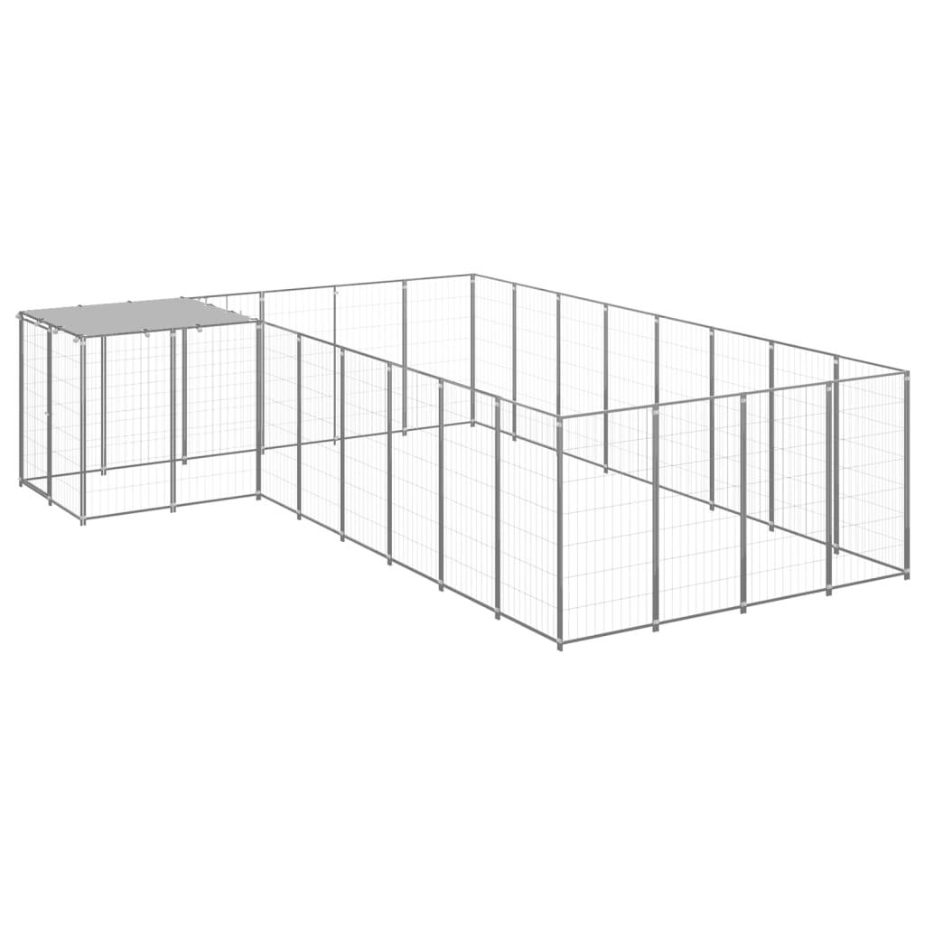 Trendyproduct.co.uk Dog Kennel Steel vidaXL Animals & Pet Supplies Animals & Pet Supplies > Pet Supplies > Dog Supplies > Dog Kennels & Runs Dog Kennels & Runs Dog Supplies parcel Pet Supplies Silver vidaXL