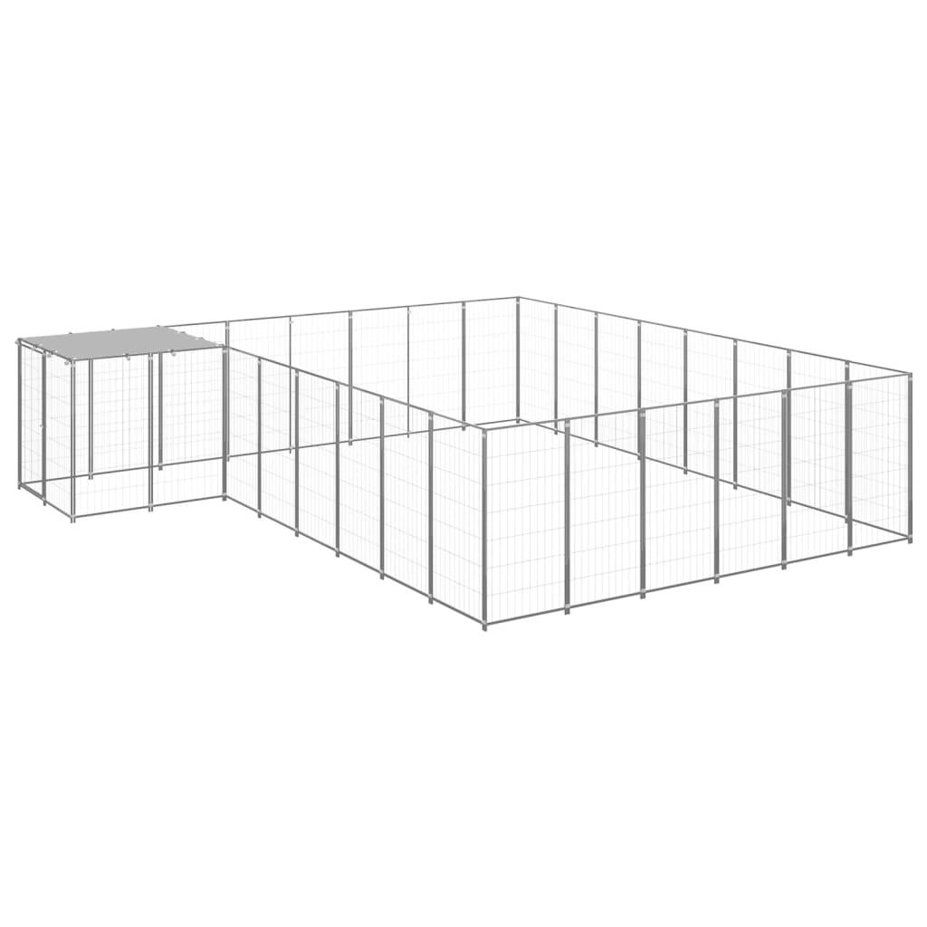 Trendyproduct.co.uk Dog Kennel Steel vidaXL Animals & Pet Supplies Animals & Pet Supplies > Pet Supplies > Dog Supplies > Dog Kennels & Runs Dog Kennels & Runs Dog Supplies parcel Pet Supplies Silver vidaXL