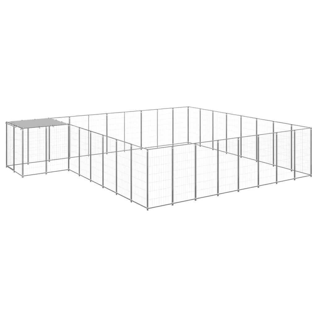 Trendyproduct.co.uk Dog Kennel Steel vidaXL Animals & Pet Supplies Animals & Pet Supplies > Pet Supplies > Dog Supplies > Dog Kennels & Runs Dog Kennels & Runs Dog Supplies parcel Pet Supplies Silver vidaXL