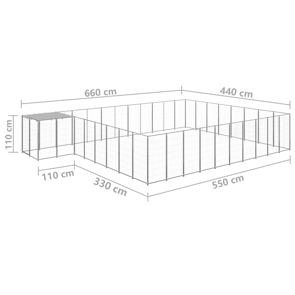 Trendyproduct.co.uk Dog Kennel Steel vidaXL Animals & Pet Supplies Animals & Pet Supplies > Pet Supplies > Dog Supplies > Dog Kennels & Runs Dog Kennels & Runs Dog Supplies parcel Pet Supplies Silver vidaXL