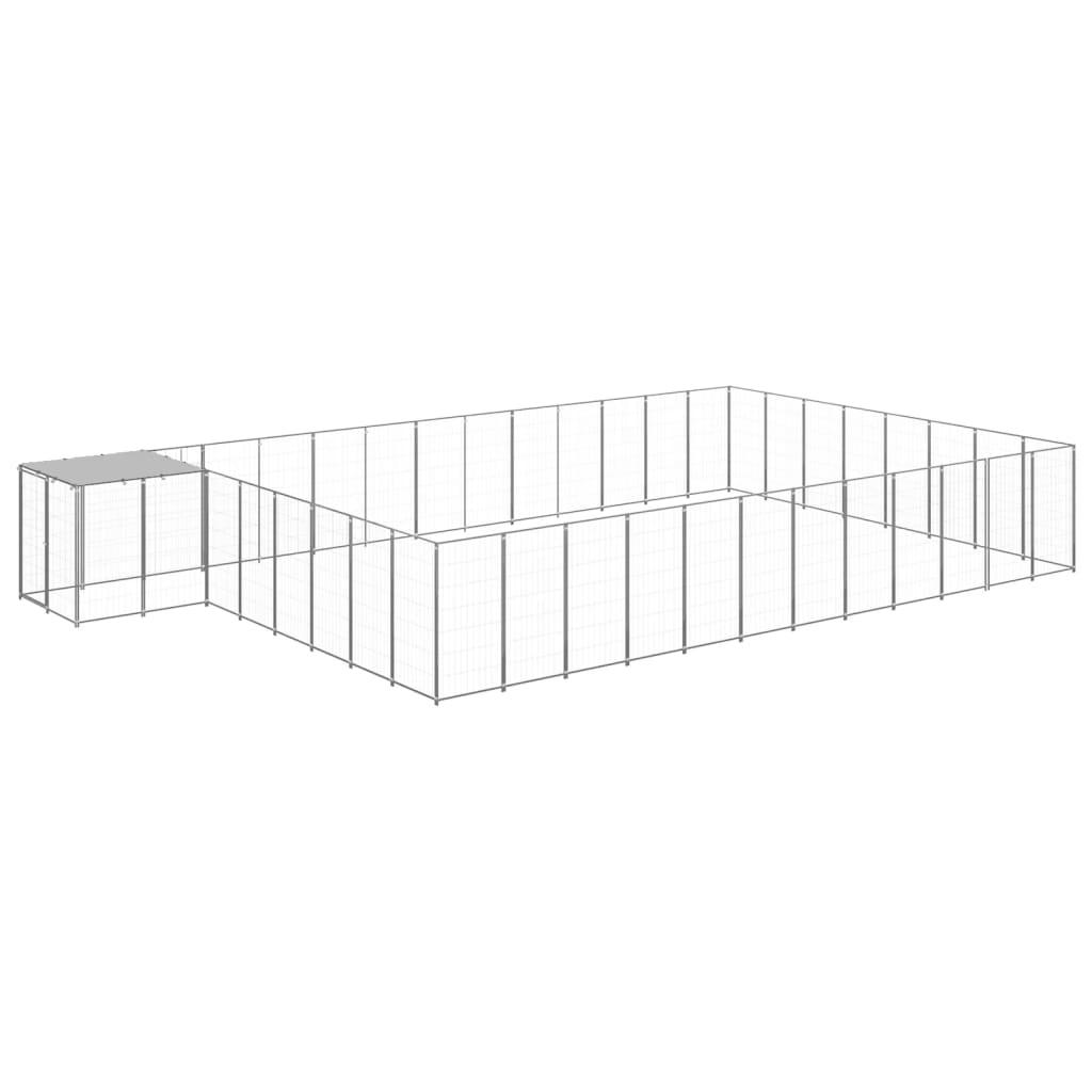 Trendyproduct.co.uk Dog Kennel Steel vidaXL Animals & Pet Supplies Animals & Pet Supplies > Pet Supplies > Dog Supplies > Dog Kennels & Runs Dog Kennels & Runs Dog Supplies parcel Pet Supplies Silver vidaXL