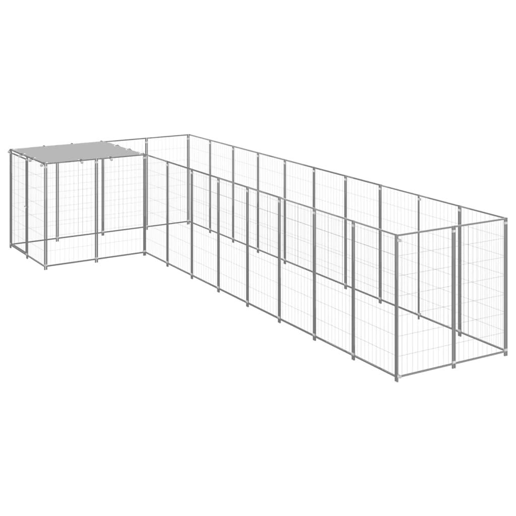 Trendyproduct.co.uk Dog Kennel Steel vidaXL Animals & Pet Supplies Animals & Pet Supplies > Pet Supplies > Dog Supplies > Dog Kennels & Runs Dog Kennels & Runs Dog Supplies parcel Pet Supplies Silver vidaXL