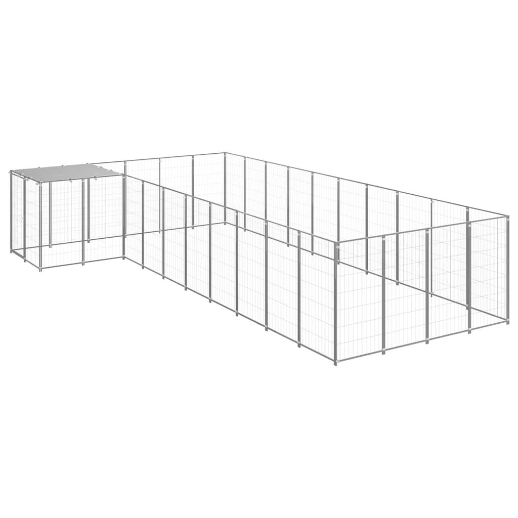 Trendyproduct.co.uk Dog Kennel Steel vidaXL Animals & Pet Supplies Animals & Pet Supplies > Pet Supplies > Dog Supplies > Dog Kennels & Runs Dog Kennels & Runs Dog Supplies parcel Pet Supplies Silver vidaXL