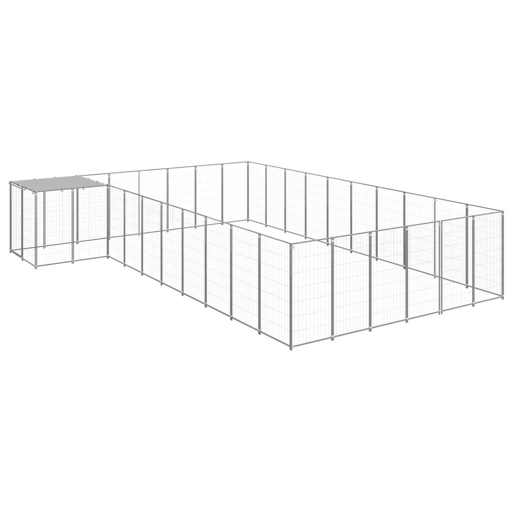 Trendyproduct.co.uk Dog Kennel Steel vidaXL Animals & Pet Supplies Animals & Pet Supplies > Pet Supplies > Dog Supplies > Dog Kennels & Runs Dog Kennels & Runs Dog Supplies parcel Pet Supplies Silver vidaXL