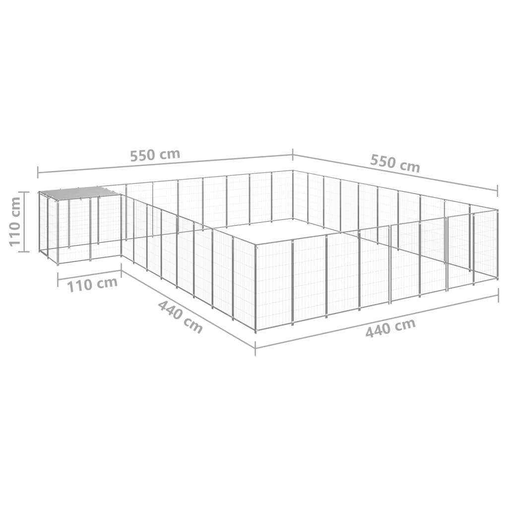 Trendyproduct.co.uk Dog Kennel Steel vidaXL Animals & Pet Supplies Animals & Pet Supplies > Pet Supplies > Dog Supplies > Dog Kennels & Runs Dog Kennels & Runs Dog Supplies parcel Pet Supplies Silver vidaXL