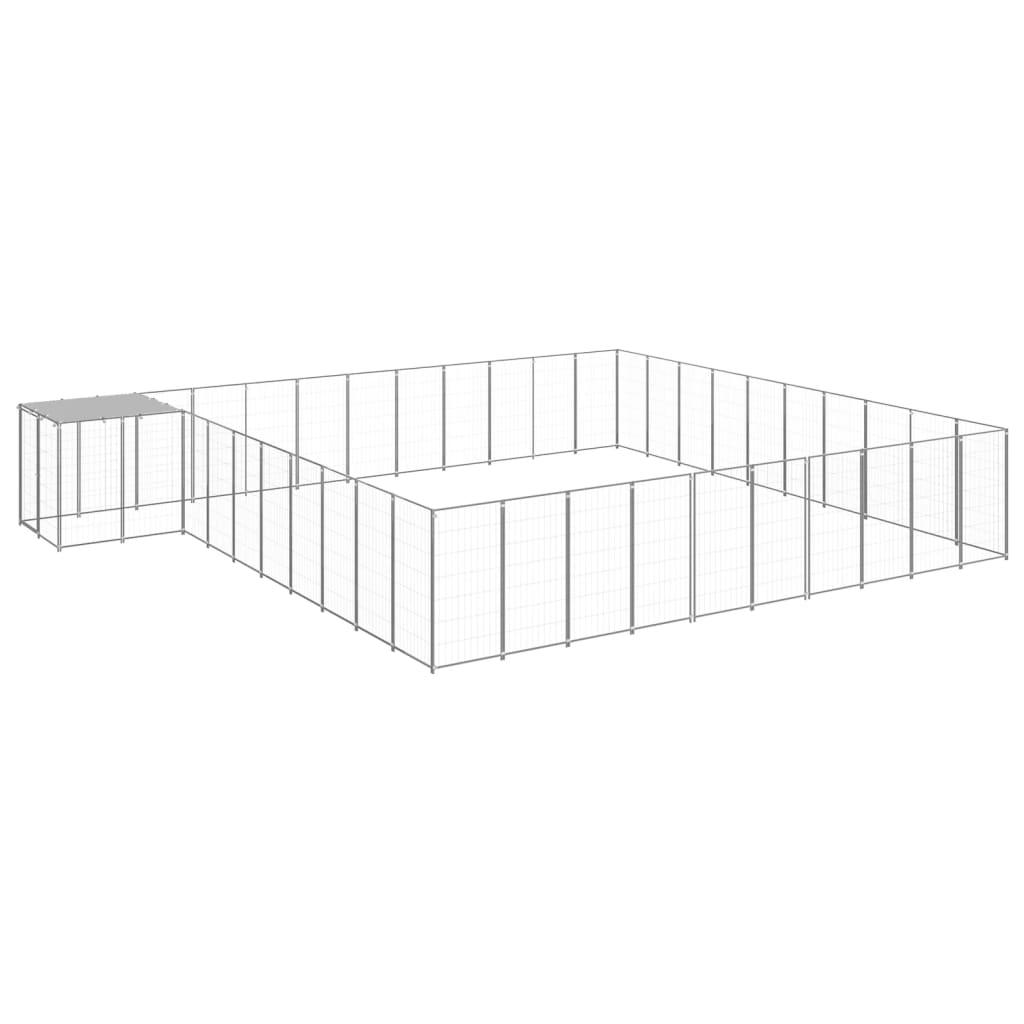 Trendyproduct.co.uk Dog Kennel Steel vidaXL Animals & Pet Supplies Animals & Pet Supplies > Pet Supplies > Dog Supplies > Dog Kennels & Runs Dog Kennels & Runs Dog Supplies parcel Pet Supplies Silver vidaXL