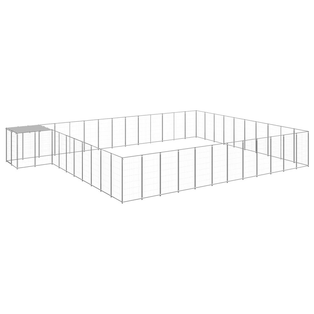 Trendyproduct.co.uk Dog Kennel Steel vidaXL Animals & Pet Supplies Animals & Pet Supplies > Pet Supplies > Dog Supplies > Dog Kennels & Runs Dog Kennels & Runs Dog Supplies parcel Pet Supplies Silver vidaXL