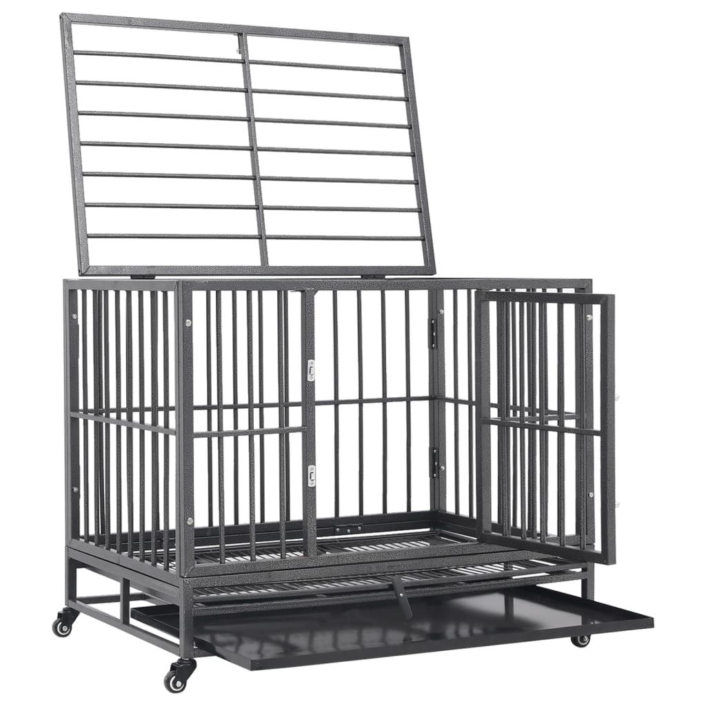 Dog Cage With Wheels Steel