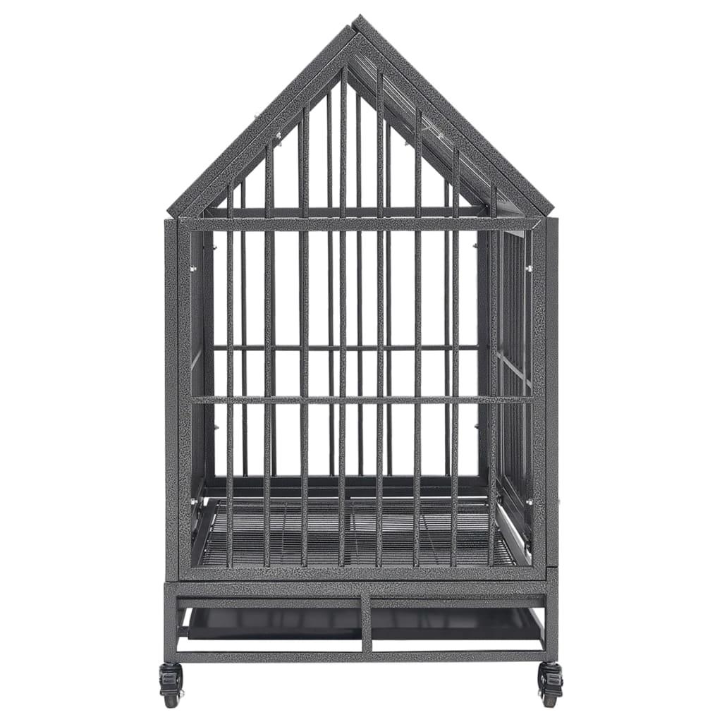 Dog Cage With Wheels And Roof Steel 92X62X106 Cm