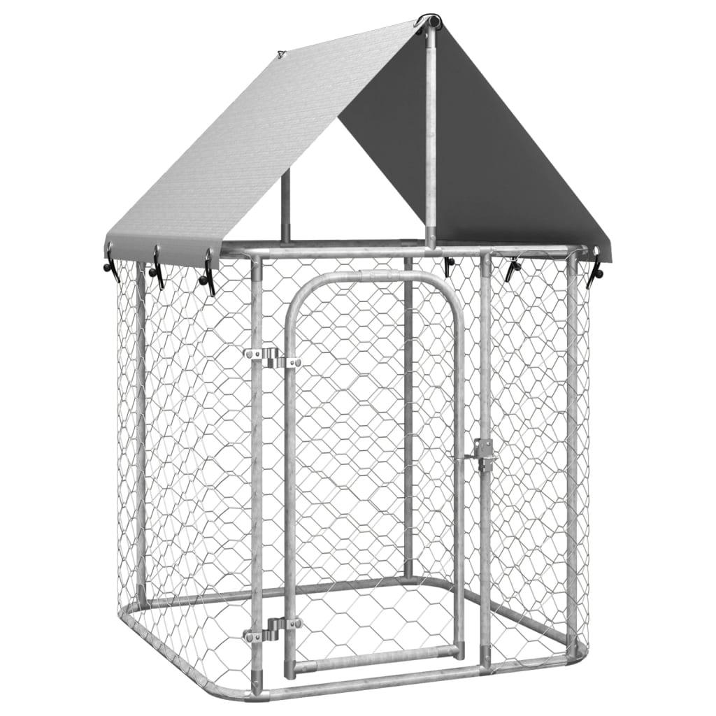 Trendyproduct.co.uk Outdoor Dog Kennel With Roof vidaXL Animals & Pet Supplies Animals & Pet Supplies > Pet Supplies > Dog Supplies > Dog Kennels & Runs Dog Kennels & Runs Dog Supplies parcel Pet Supplies Silver vidaXL