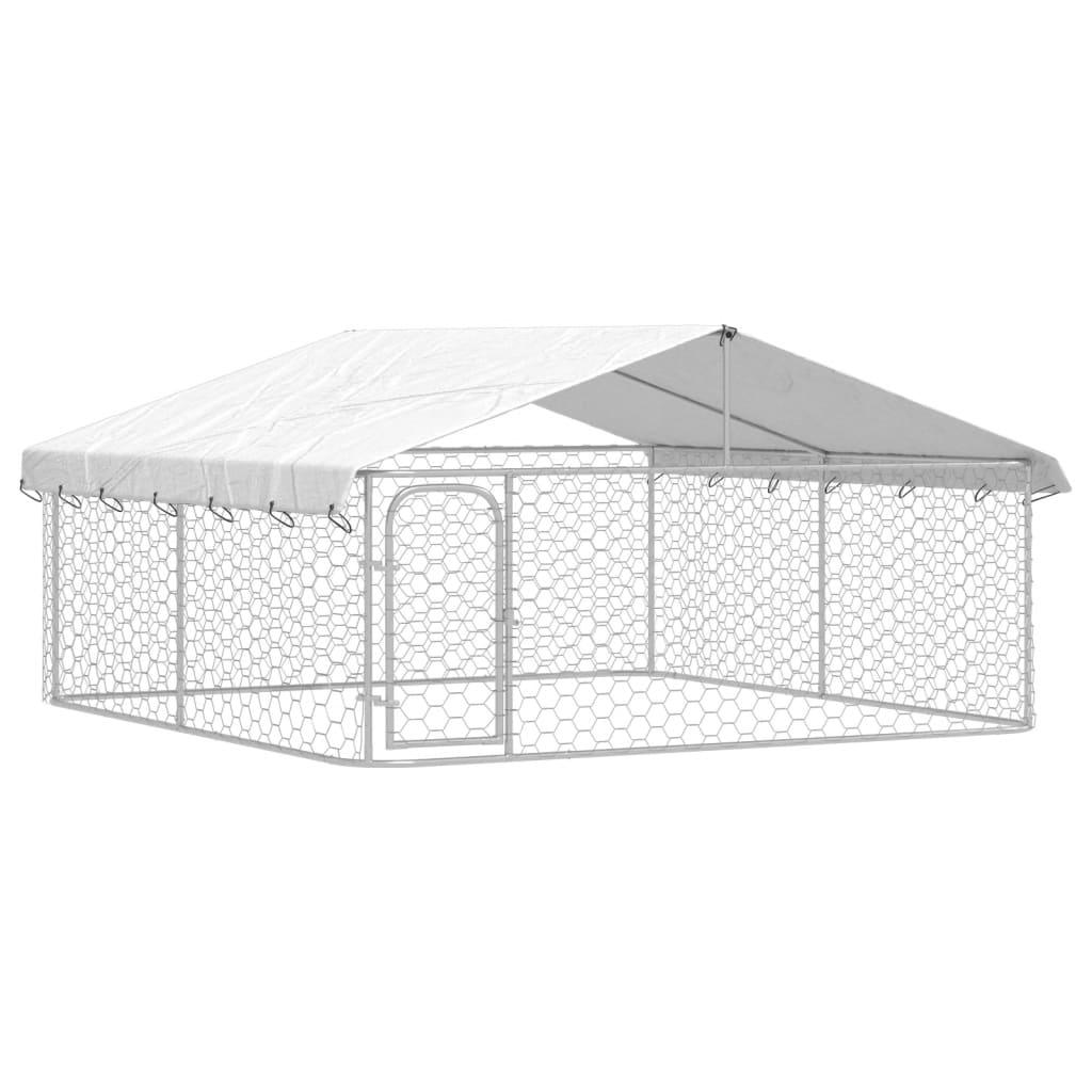 Trendyproduct.co.uk Outdoor Dog Kennel With Roof vidaXL Animals & Pet Supplies Animals & Pet Supplies > Pet Supplies > Dog Supplies > Dog Kennels & Runs Dog Kennels & Runs Dog Supplies parcel Pet Supplies Silver vidaXL