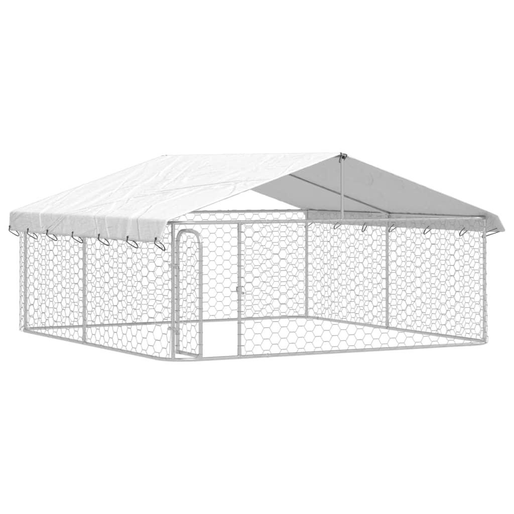 Trendyproduct.co.uk Outdoor Dog Kennel With Roof vidaXL Animals & Pet Supplies Animals & Pet Supplies > Pet Supplies > Dog Supplies > Dog Kennels & Runs Dog Kennels & Runs Dog Supplies parcel Pet Supplies Silver vidaXL