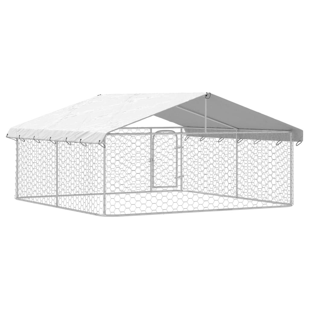 Trendyproduct.co.uk Outdoor Dog Kennel With Roof vidaXL Animals & Pet Supplies Animals & Pet Supplies > Pet Supplies > Dog Supplies > Dog Kennels & Runs Dog Kennels & Runs Dog Supplies parcel Pet Supplies Silver vidaXL