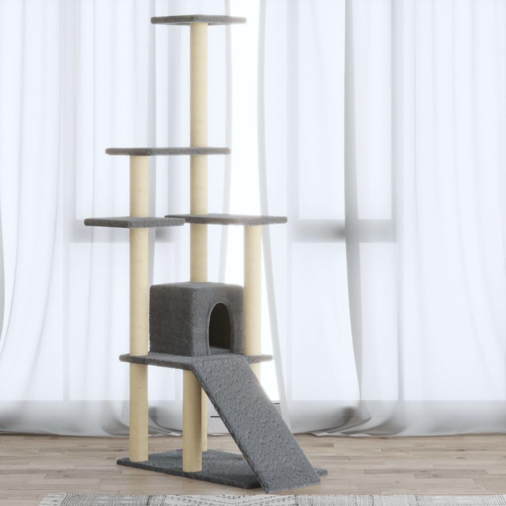 Trendyproduct.co.uk Cat Tree With Sisal Scratching Posts 155 Cm vidaXL Animals & Pet Supplies Animals & Pet Supplies > Pet Supplies > Cat Supplies > Cat Furniture Cat Furniture Cat Supplies Grey parcel Pet Supplies vidaXL