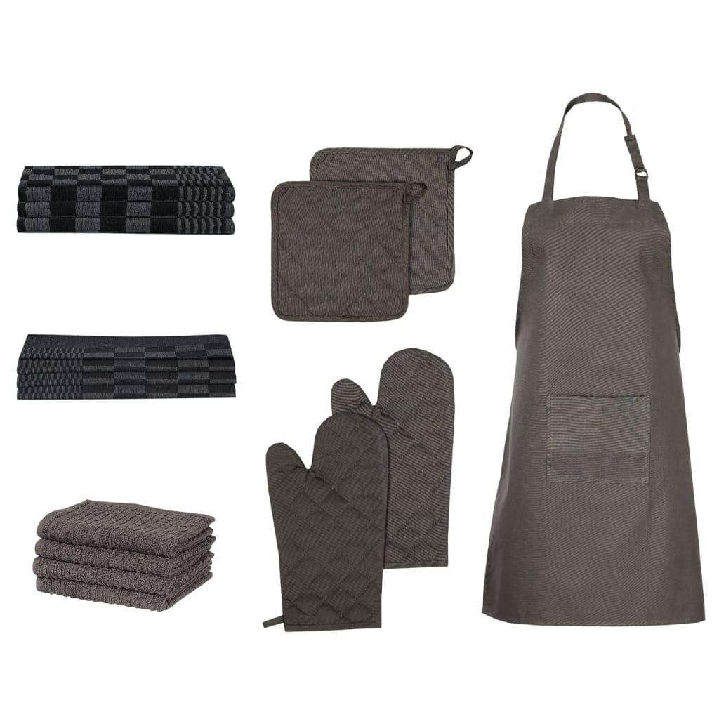 15 Piece Towel Set With Oven Gloves&Pot Holders Cotton