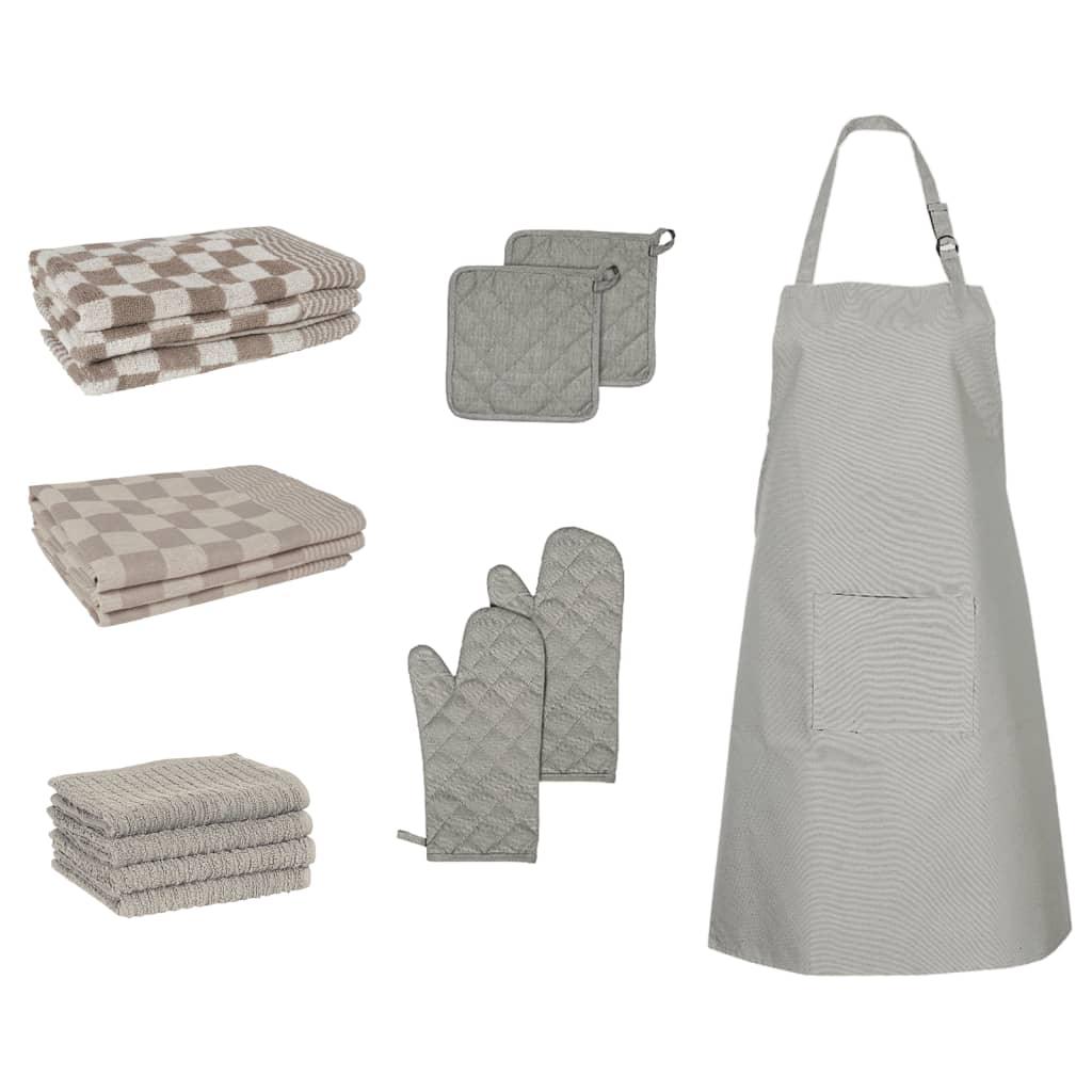 15 Piece Towel Set With Oven Gloves&Pot Holders Cotton