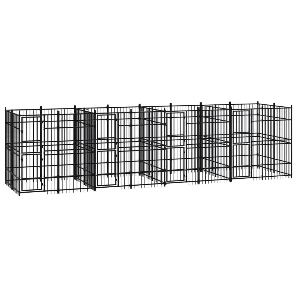 Outdoor Dog Kennel With Roof Steel 7.37 M²