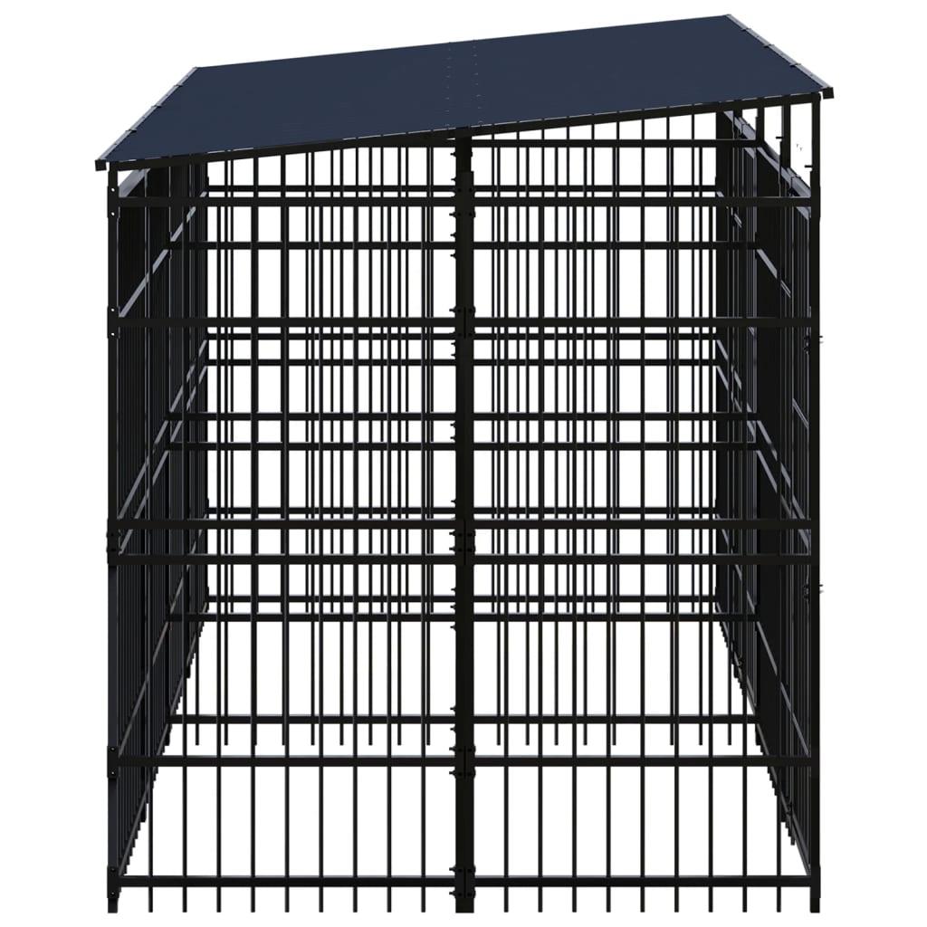 Outdoor Dog Kennel With Roof Steel 7.37 M²