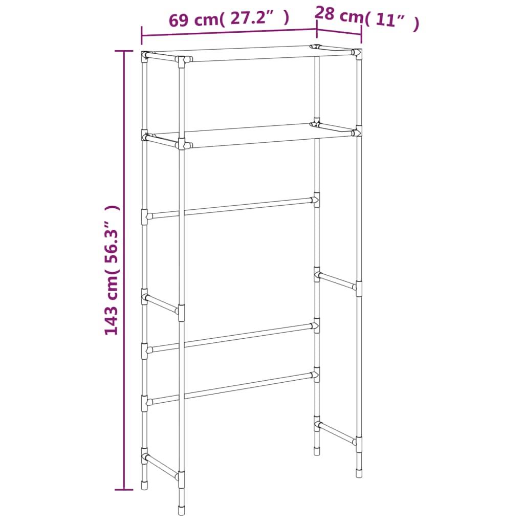 2-Tier Storage Rack Over Washing Machine 69X28X143 Cm Iron