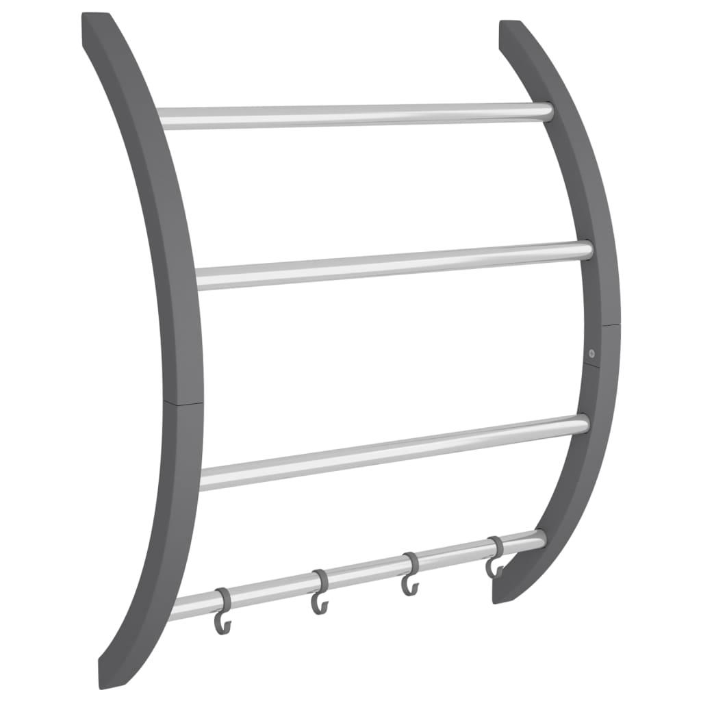 Towel Rack With Hooks Silver 56X16X72 Cm Aluminium