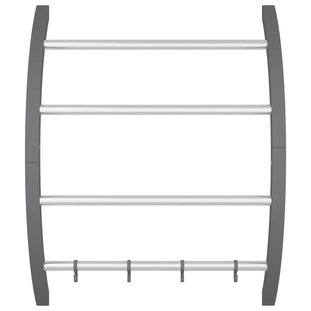 Towel Rack With Hooks Silver 56X16X72 Cm Aluminium