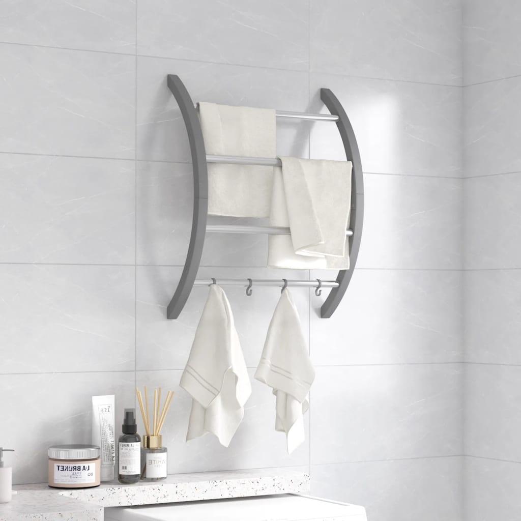 Towel Rack With Hooks Silver 56X16X72 Cm Aluminium