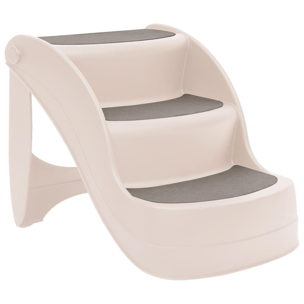 Folding 3-Step Dog Stairs Cream 50X38X38 Cm Plastic