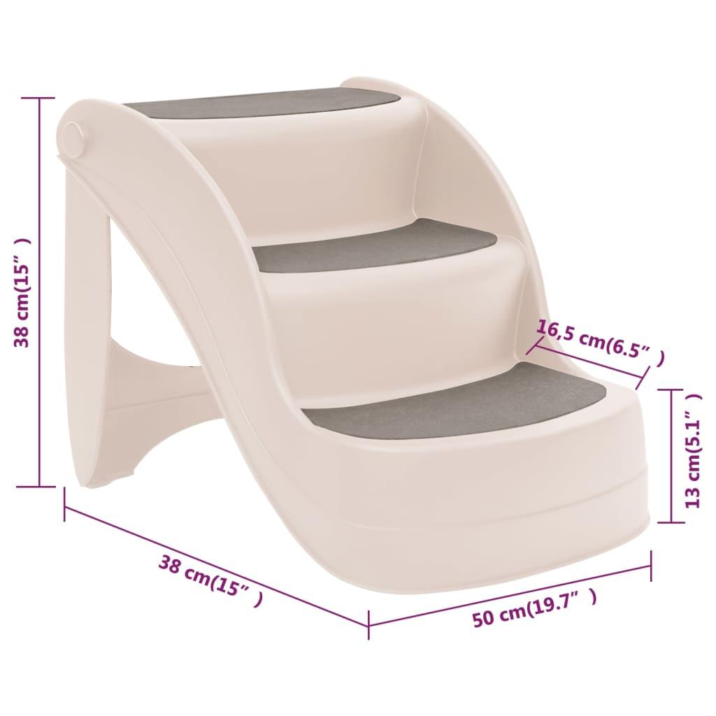 Folding 3-Step Dog Stairs Cream 50X38X38 Cm Plastic