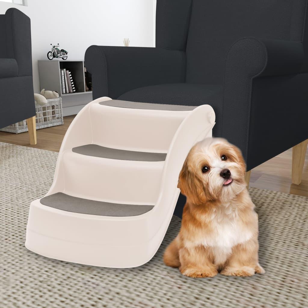 Folding 3-Step Dog Stairs Cream 50X38X38 Cm Plastic