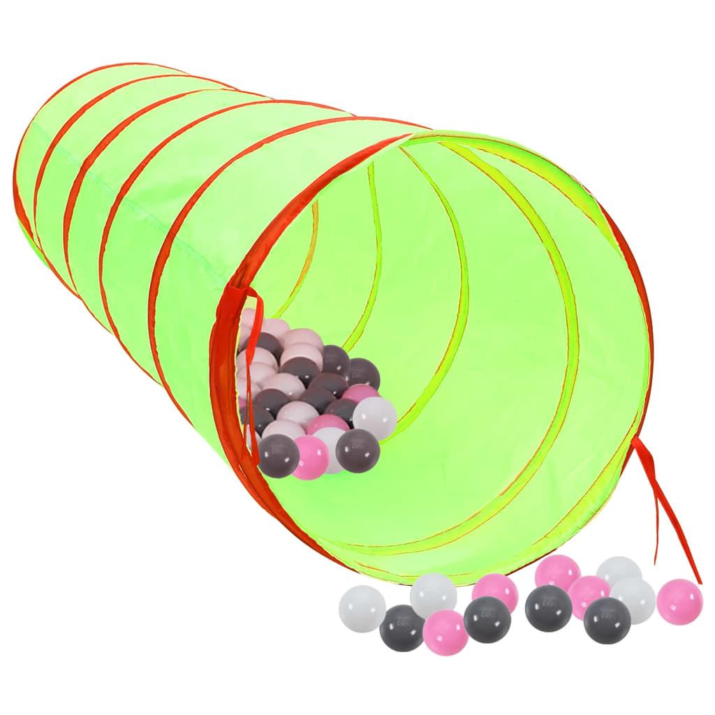 Children Play Tunnel With 250 Balls Green 175 Cm Polyester